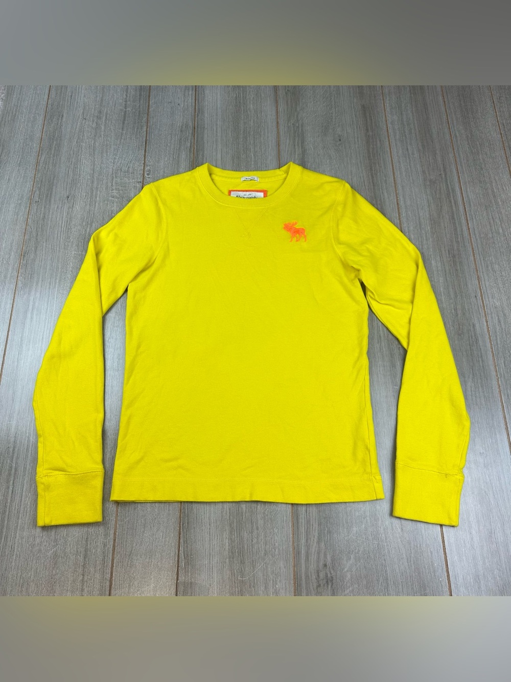 Y2K Abercrombie Fitch T-Shirt Mens S Long Sleeve Knit Moose Yellow